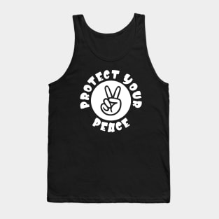 Protect Your Peace Mindfulness Mental Health Peace Sign Tank Top